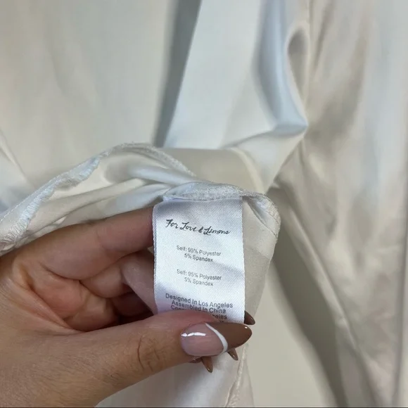 For Love and lemons Isabella ivory satin ruched long sleeve top - Picture 5 of 8